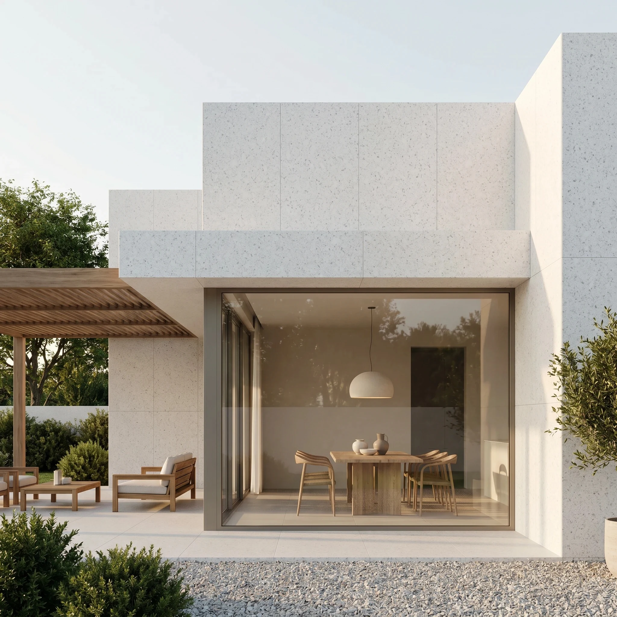 Terrazzo architectural façade and interior